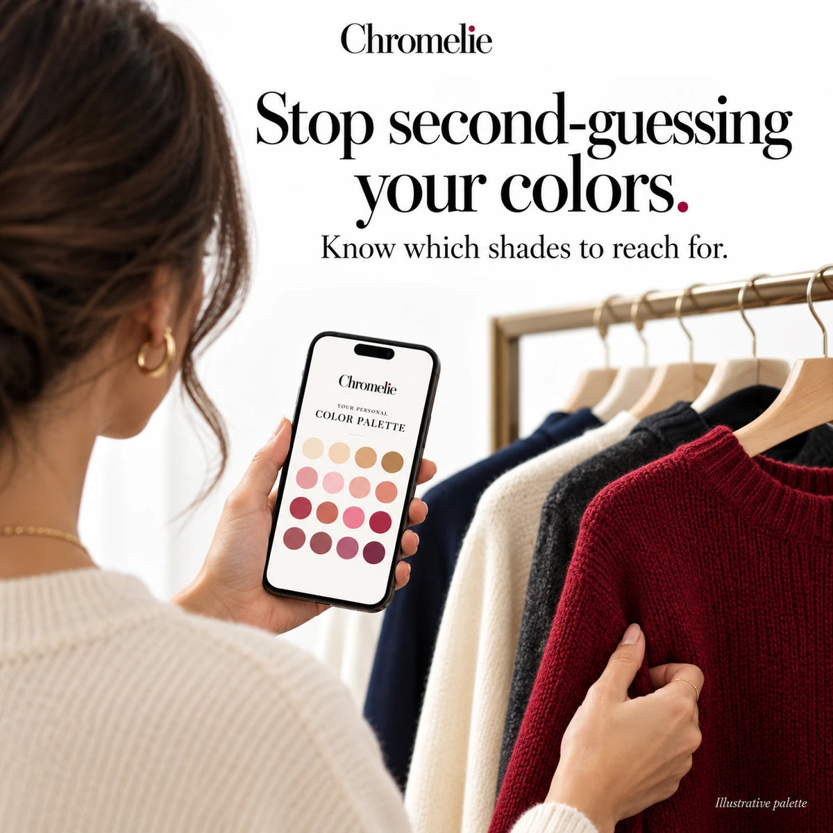 Choose colors with confidence using your personal palette; illustrative image