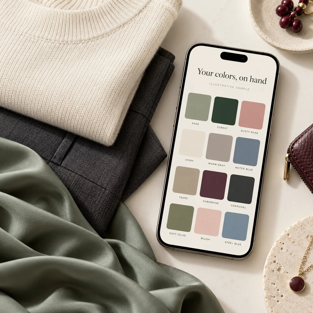 Illustrative mobile shopping palette
